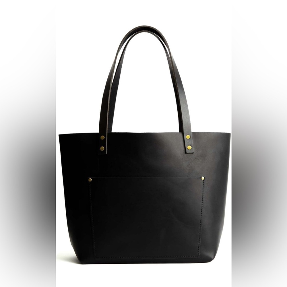 Large classic black Portland leather tote bag-new never used